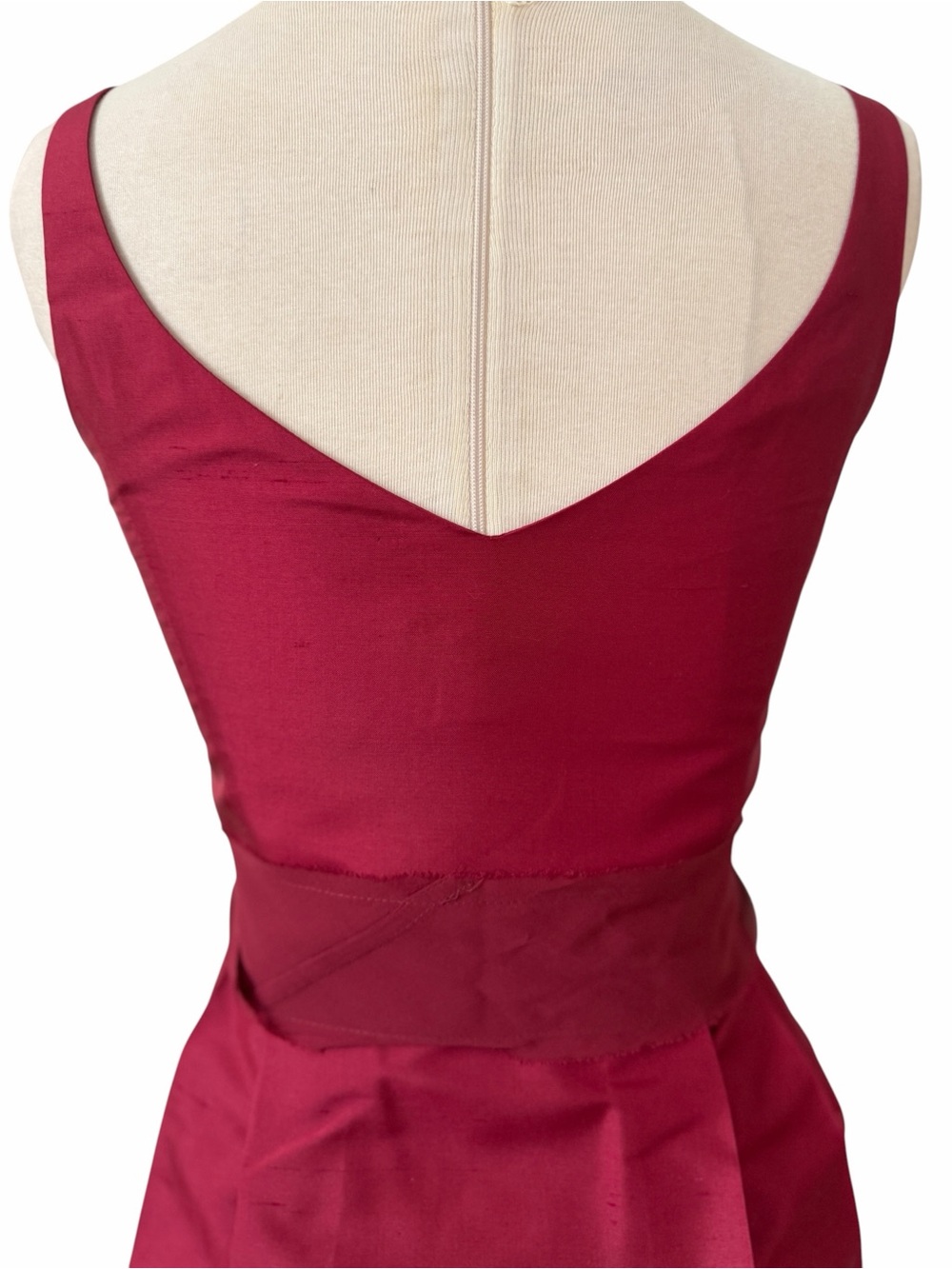 Ann Taylor 100% Silk Sleeveless Wine Red Tie-Waist Dress Sz 0 - Picture 9 of 11